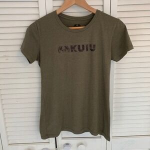 KUIU Womens Olive Green Ultralight Hunting Graphic T-Shirt Medium Topo Logo Tee